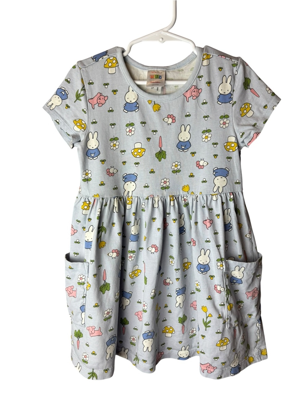 Hanna Andersson Miffy Light Blue Dress Rabbit Print 6-7